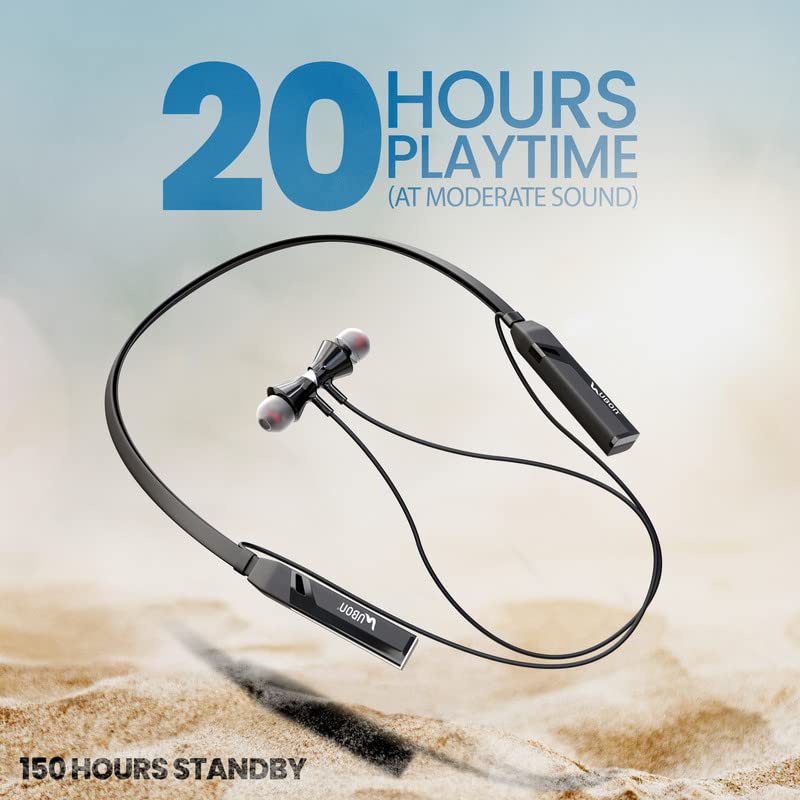 Image of UBON CL-840 Bluetooth Wireless Neckband Havy Bass Music 20 Hours Playtime Fast Charging Battery 150mAh Version v5.2 | Distance 10 mtrs | Frequency 20Hz-20KHz | Magnetic Earbuds