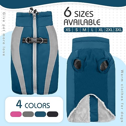 Kuoser Extras Wärme Hundemantel - Winddicht, Reflektierend, Wasserdicht für Große Hunde - Moden Winterjacke Blau XL