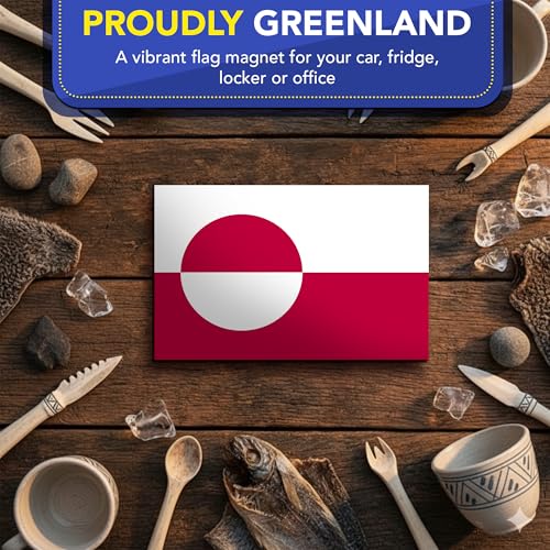 Image of Magnet Me Up Greenland Flag Car Magnet - 4x6 Inch, Magnetic Decal for Vehicles, Trucks, and Mailboxes - Weatherproof & UV Resistant National Flag of Greenland, Kalaallit Nunaat, Made in USA