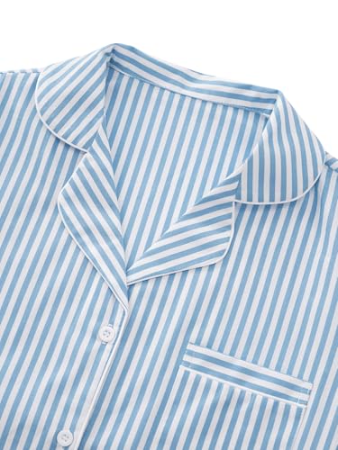 OPOIPIN Women's Striped Pajamas Set Button Down Short Sleeve Shirt 2 Piece Sleepwear with Shorts4