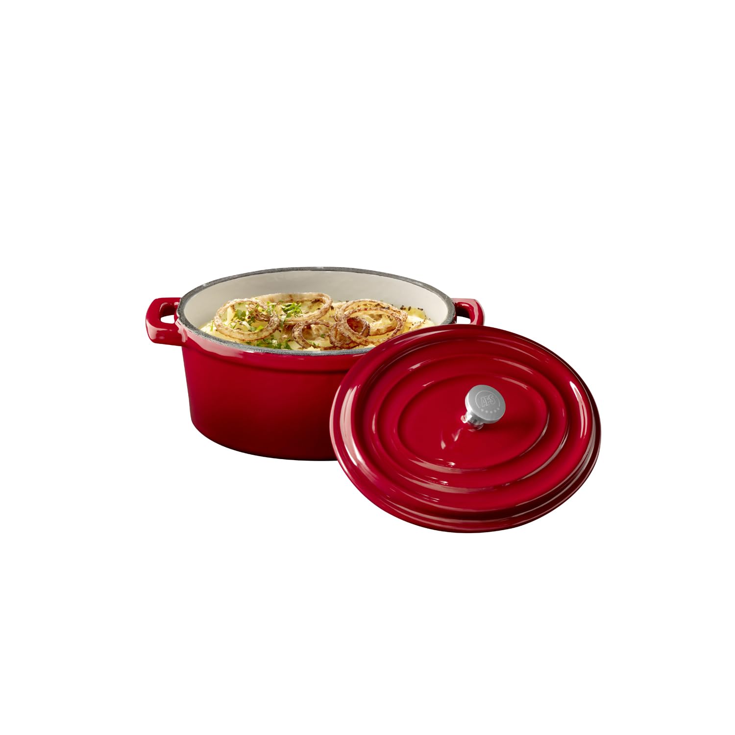 APS 88333 Mini-Topf mit Deckel 5 STARS - Gusseisen emailliert, 0,45 Liter, rot, induktionsgeeignet
