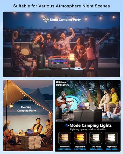 Portable Power Station 300W, 296Wh Solar Generator with 100W USB-C In/Output, Night Light & LED Flashlight, Compact Camping Battery with Strap for Outdoor CPAP Home Backup Emergency