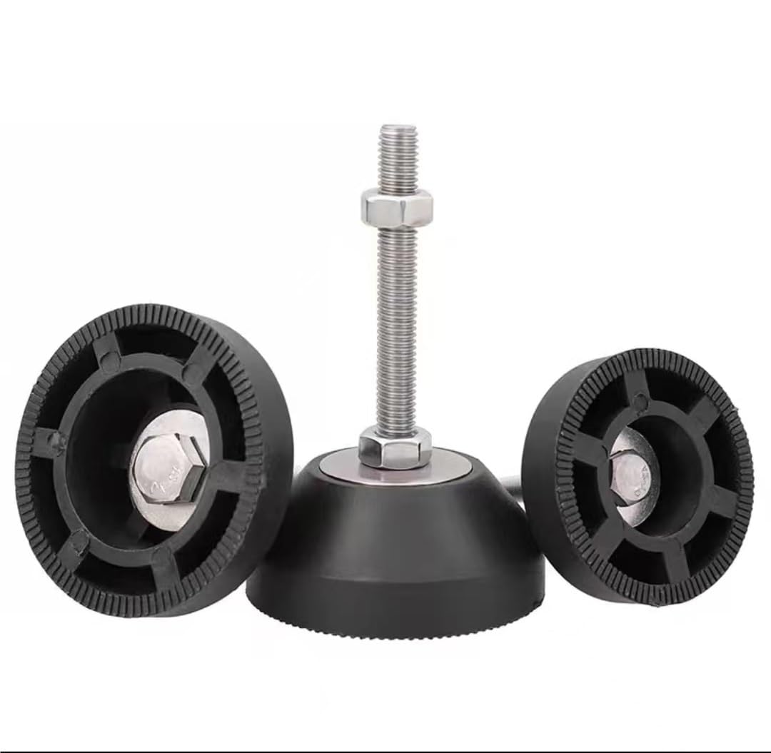 Patas antivibración ajustables D60 D80 para base de goma de piel y tallo de acero inoxidable para mesas de cabi, paquete de 2 unidades (D80 x M16 x 120 mm)