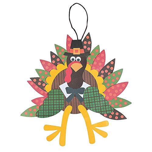 Fun Express Paper Turkey Craft Kit - Makes 12 - DIY Thanksgiving Crafts for Kids