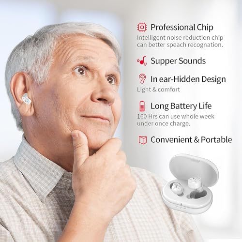 Image of Balson AG-7901 Rechargeable Wireless Hearing Aid for All Ages with Active Noise Control - 5 Channel Volume Control, High-Frequency (White, for Both Ear, with Dry Kit and 1 Year Warranty)