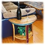 Central Coast Creations Half Moon Sofa End Table - Wine Barrel Handcrafted Wine Barrel Furniture