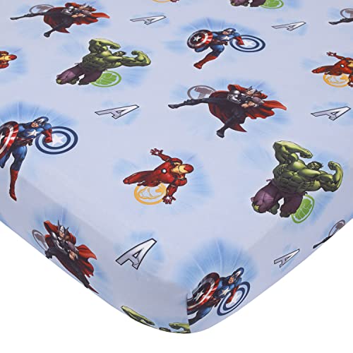 Image of Marvel Avengers Fitted Crib Sheet 100% Soft Microfiber, Baby Sheet, Fits Standard Size Crib Mattress 28in x 52in