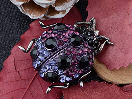 Alilang Antique Sparkly Amethyst Purple Black Crystal Rhinestones Ladybug Beetle Insect Novelty Brooch Pin Pendent2
