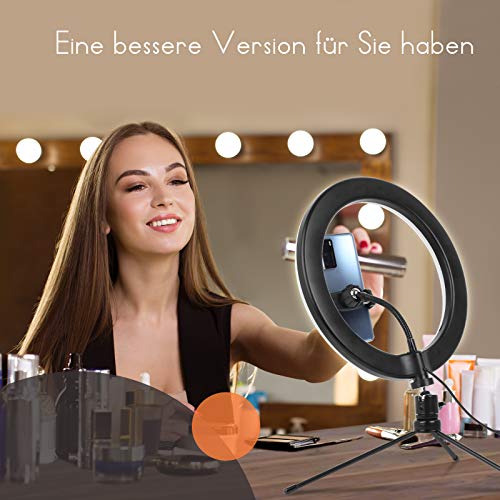 GEMWON Ringlicht mit Stativ Handy, 10 Zoll LED Selfie Ringleuchte für Laptop, TikTok, YouTube, Webcam, Videokonferenz (3… – Bild 4