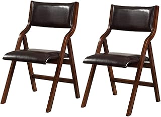 ZWJLIZI (2 Piezas) Silla de Tijera, Goma de Madera del Respaldo Plegable PU tapizado de Cuero Silla de Comedor, Silla de Oficina portátil, Escritorio, Presidente de la Conferencia