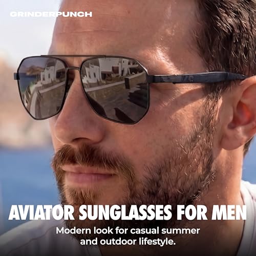 Image of grinderPUNCH Polarized Aviator Sunglasses Men Women Retro Vintage Square Pilot Sun Glasses UV400 Protection