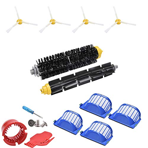 JoyBros Kit Accessori per iRobot Roomba Serie 600 692 694 675 676 671 605 697 698 620,4x Spazzole Laterali 1x Set Rulli Principali 4x Filtri Ricambios