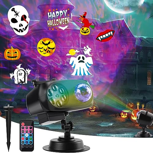 Halloween Projektor, Schneeflocken Projektor Lichter mit Fernsteuerung LED Projektionslampe außen Innen mit 14 Schaltbare Muster 10 Farben Wasserwelleneffekt für Weihnachten Neujahr Party Feste Halloween Projektor, Schneeflocken Projektor Lichter mit Fernsteuerung LED Projektionslampe außen Innen mit 14 Schaltbare Muster 10 Farben Wasserwelleneffekt für Weihnachten Neujahr Party Feste