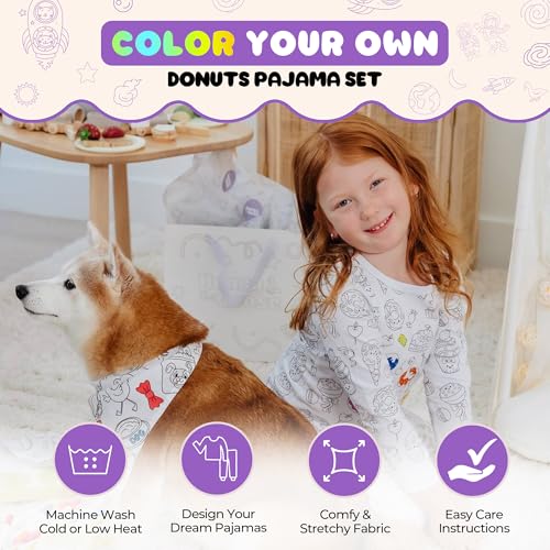 Coloring Pajamas for Kids Made with Original Cotton | Kids Pajamas Girls & Boys with 12 Non Toxic Markers to Personalize their Sleepwear with Unique Designs | Ideal Gift for Girls & Boys (2 Year)3