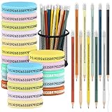 Roowest 40 Pcs Back to School Gift for Math Teacher Student Pi Gift 20 Colorful Pencil Black Ink with Pi Wristbands 3.14 Fun Symbol Rubber Bracelet for Math Lover Club Party Favor Classroom Prizes