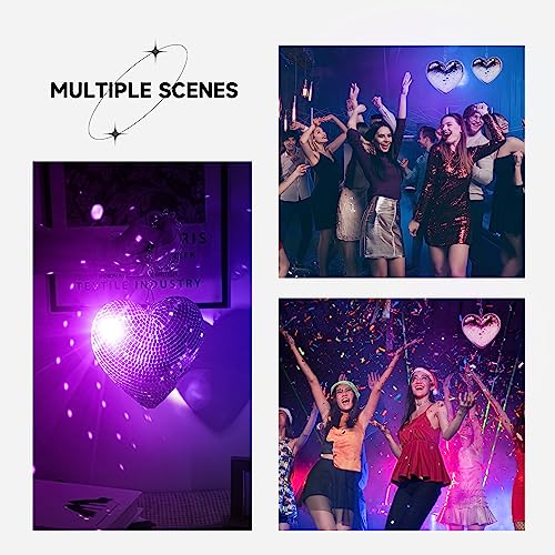 Favation Disco Ball 2 Pack Heart Shaped Disco Balls Rose Gold Disco Ball Decorations For Party,Room, Home, Bar, Ktv, Hanging Disco Decor Retro-Reflective Disco Ball Lights(6.3 Inch) #TOP5