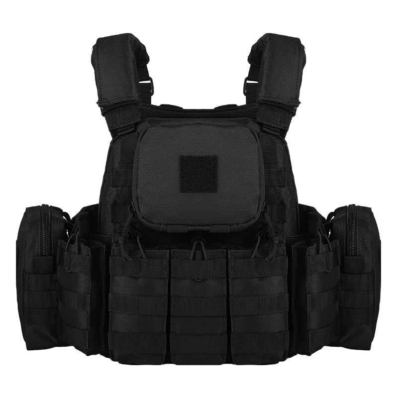YAKEDA Tactical Outdoor Airsoft Vest with Multi-Functional Pouches, MOLLE Training Vest for Outdoor Games Activities