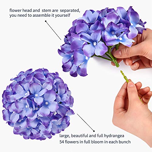 Lavender Hydrangea Silk Fake Flowers Heads With Stems, Artificial Flowers For Decoration Wedding Home Party Shop Baby Shower,Room Decor For Bedroom Aesthetic, Pack Of 10 #TOP2