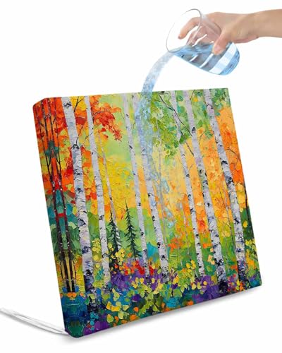 Hokiten Modern Oil Painting Outdoor Cushion Chair Cover Set of 4 - Waterproof Couch Seat Covers, Summer Tree Botanical Pink Green Patio Furniture Protector Cushions Slipcovers for Sofa/RV, 24