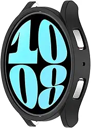 Capa Case Preta Com Película De Vidro Compatível Com Samsung Galaxy Watch 6 40mm - (Hard Glass Store)