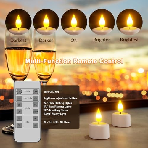 SoulBay Flameless Candles with Remote Control Timer & Charging Base, 12pcs USB Rechargeable Battery LED Tea Lights Candles Small Votive for Lantern Pool Mantle Weddings Emergency Christmas Decorative - Image 6