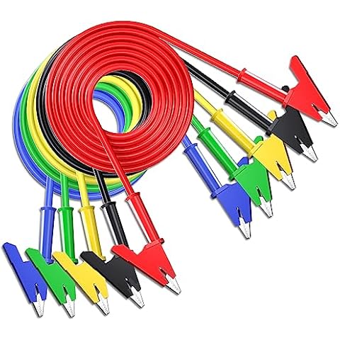 Goupchn 5PCS Alligator Clips Test Leads Dual Ended Crocodile Wire Cable with Insulators Clips Test Flexible Copper Cable for Electrical Testing 3.3ft/1m Cover