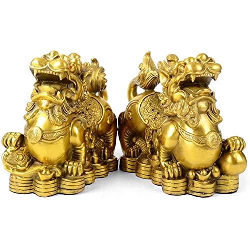 CCYMLOA Feng Shui pixiu Brass Statue A Pair pi yao...