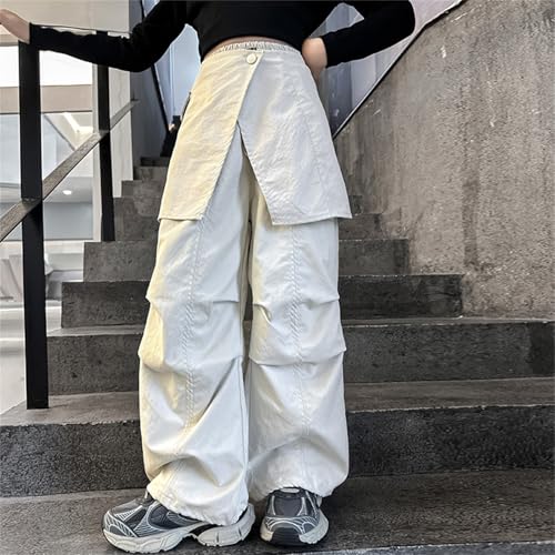 Moonker Girls Wide Leg Casual Pants Elastic High Waisted Solid Color Detachable Straight Joggers Trendy Comfy4
