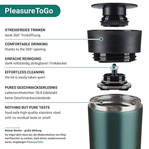 720°DGREE Reismok "PleasureToGo" - 450ml - Lekvrije, BPA-Vrije Roestvrijstalen Thermo Beker voor Koffie, Thee met Deksel - Vacuum Geïsoleerde Fles - Warme & Koude Drankjes Wanneer- & Waar U maar wilt - Image 3