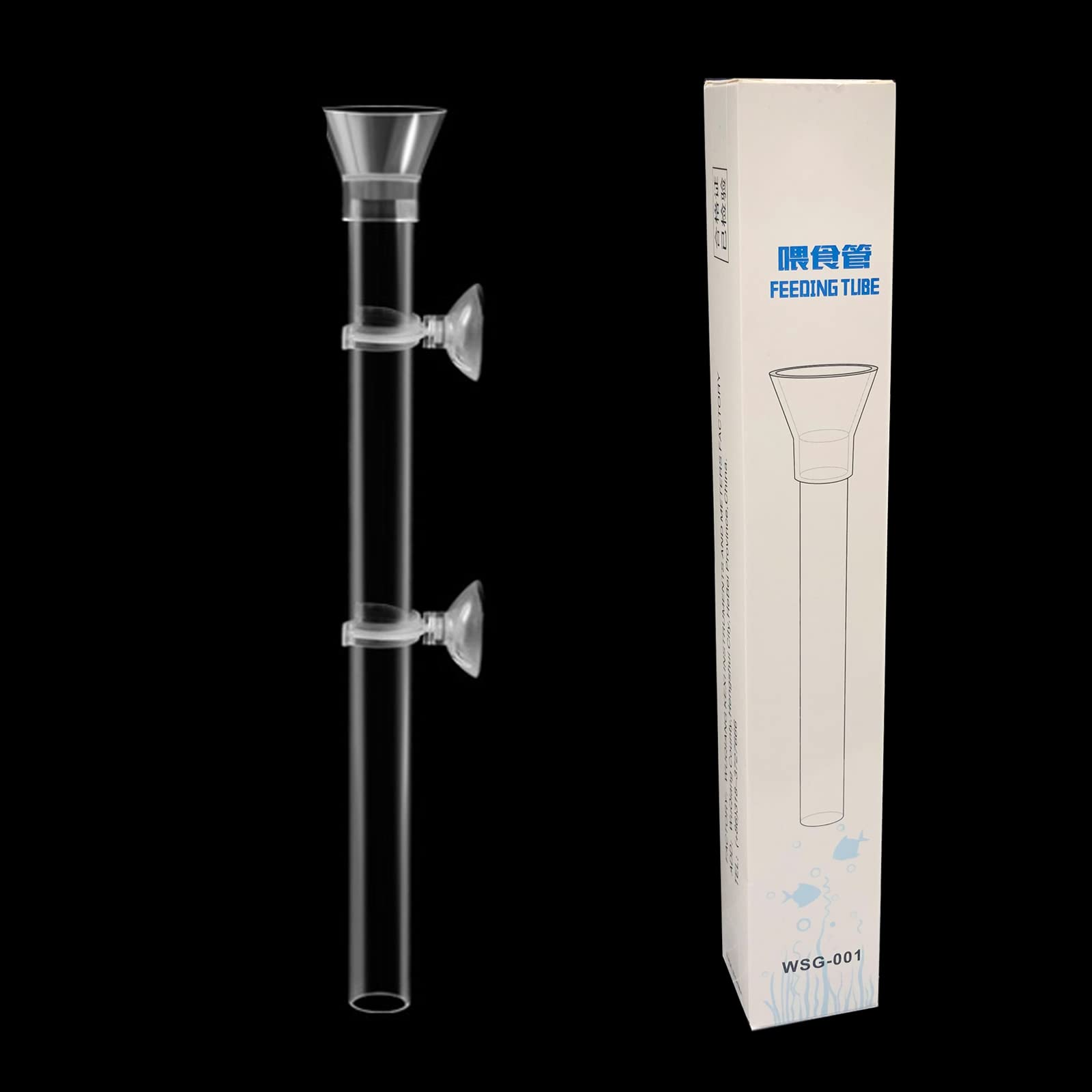 200mm Acrylic Aquarium Shrimp Feeding Tube Aquarium Clear Fish Food Feeder Tube for Fish Tank with 2pcs Suction Cups