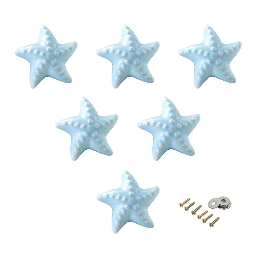 MARSTREE Ceramic Cabinet Handles Drawer Knobs Starfish Shape