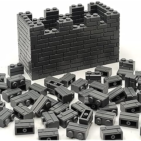 ZHX Masonry Profile Bricks Bulk Dark Gray Color DIY Building Block Toy for Wall Parts and Pieces Compatible for Major Brand 1x2 Brick 150pcs (Dark Gray 1x2)…… Cover