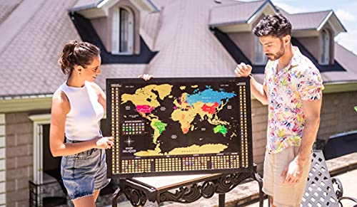 Mapa Mundi de Raspar 100X66 cm | Unlocked | Com moldura | Scratch off Mundi Map | Mapa Raspadinha