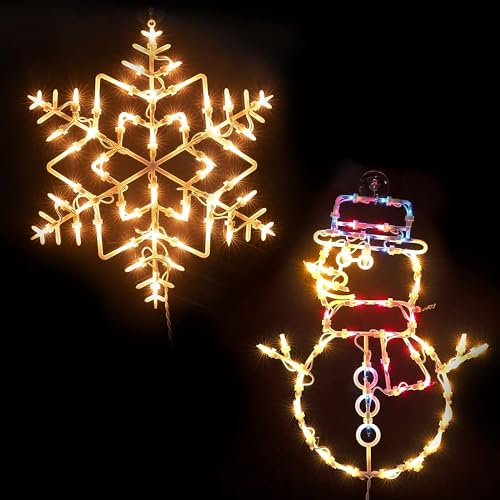 UBTKEY Christmas Window Decorations Lighted, 2 Pack 16" Plug-in Christmas Window Silhouette Lights for Christmas Holiday Indoor Wall Decorations (Snowman & Snowflake) UBTKEY Christmas Window Decorations Lighted, 2 Pack 16" Plug-in Christmas Window Silhouette Lights for Christmas Holiday Indoor Wall Decorations (Snowman & Snowflake)