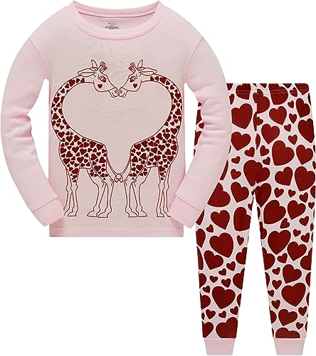 Akyzic Little Girls Pajamas Sets Baby Girl 2Pcs 100% Cotton Pjs Kids Long Sleeve Sleepwear