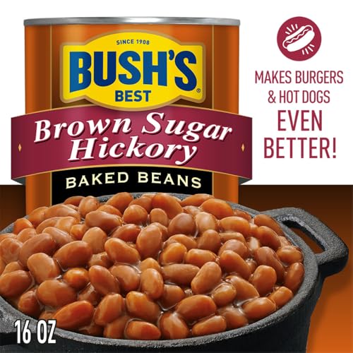 Image of BUSH'S BEST 16 oz Canned Brown Sugar Hickory Baked Beans, Source of Plant Based Protein and Fiber, Gluten Free (Pack of 12)