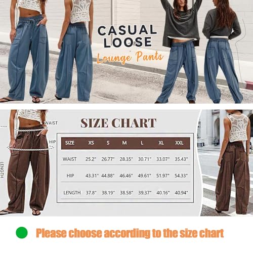 Licateduap Womens Baggy Barrel Pants Wide Leg Lounge Drawstring Sweatpants with Pockets2
