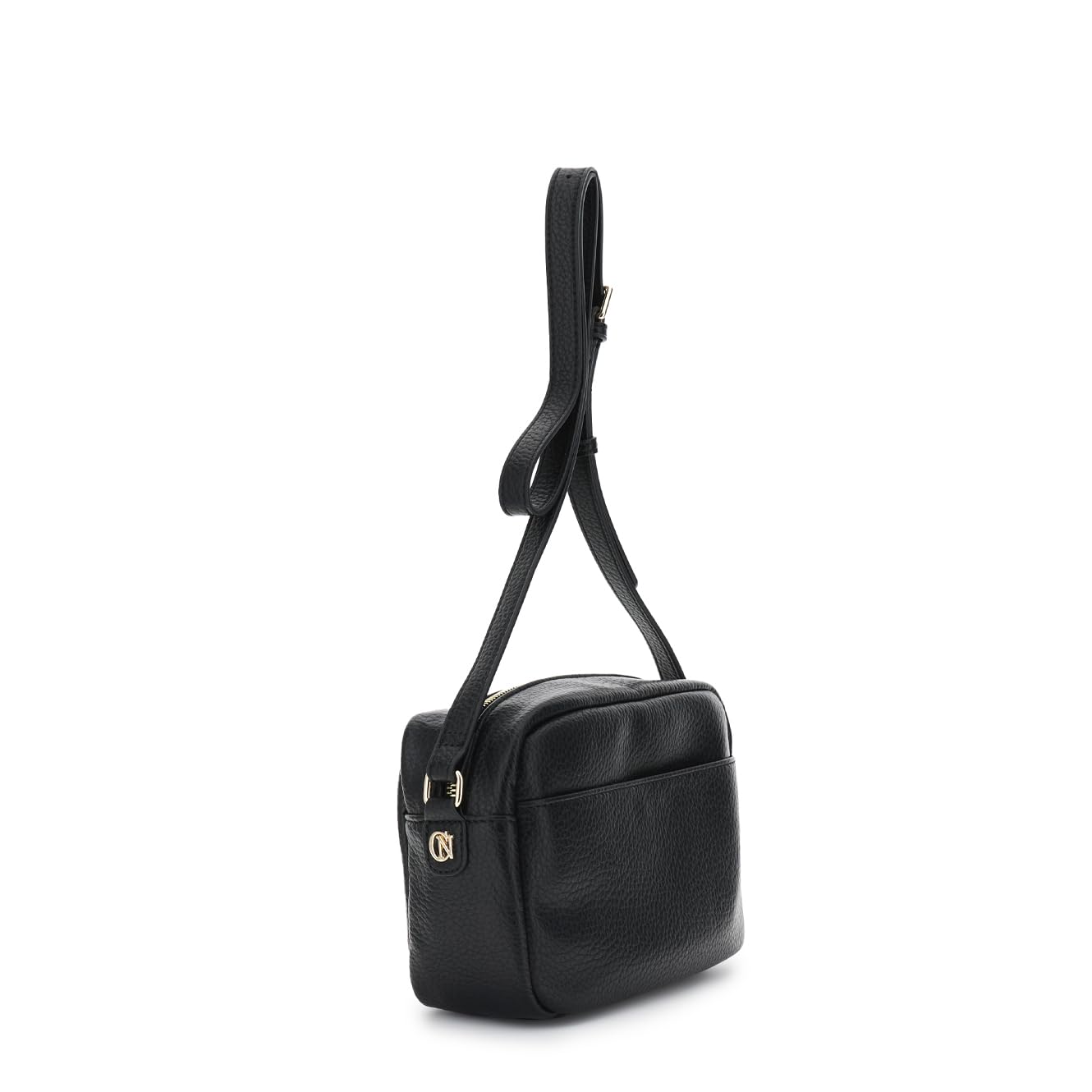 CAFèNOIR - Borsa a Tracolla Donna in Morbida Ecopelle a Grana Grossa, Tracolla Casual con Tasche Multiple e Zip Frontale, Borsello con Tiralampo a Nodo e Taschini Interni, Design Funzionale
