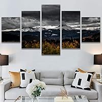 SIGNWIN 5 Panel Canvas Wall Art Mountainscape for Home Decorations Ready to Hang - 60