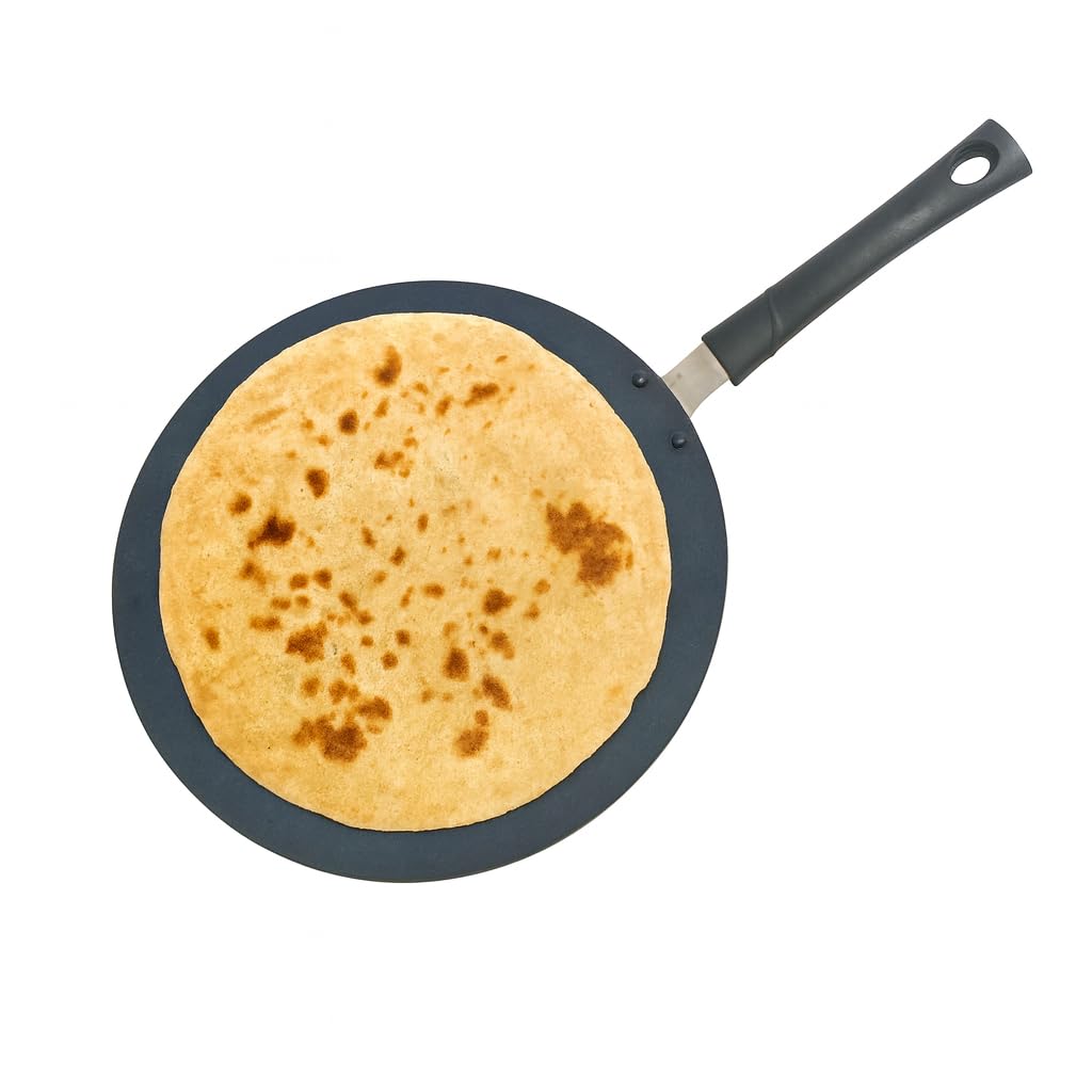 DBY Non-Stick Roti Pan Chapati Tawa Concave Nonstick Tava Griddle Crepe Pan Frying Skillet Pan for Omelette Dosa Paratha Roti Chapati Concave Griddle Tava Aluminum Chapati Pan (275 MM),Multicolor