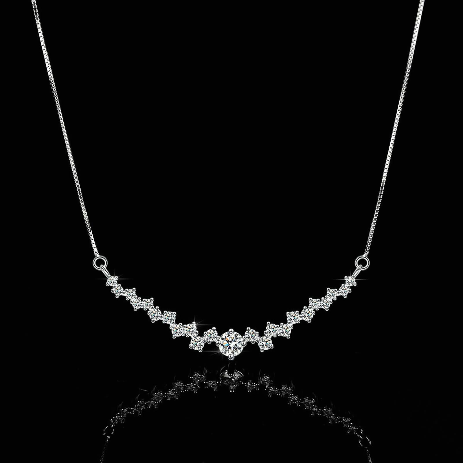 Collar con colgante de cadena para mujer, oro blanco de 9 quilates, 14 quilates, 18 quilates, geométrico con moissanita, collar de plata para mujer