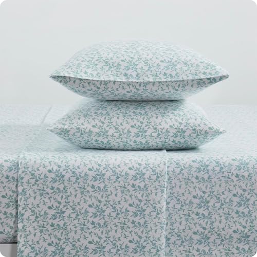 Image of Tahari Home - King Sheets, 4-Piece Cotton Flannel Bedding with Matching Pillowcases, Brushed for Extra Softness, Cozy Home Decor (Flora Sage, King)