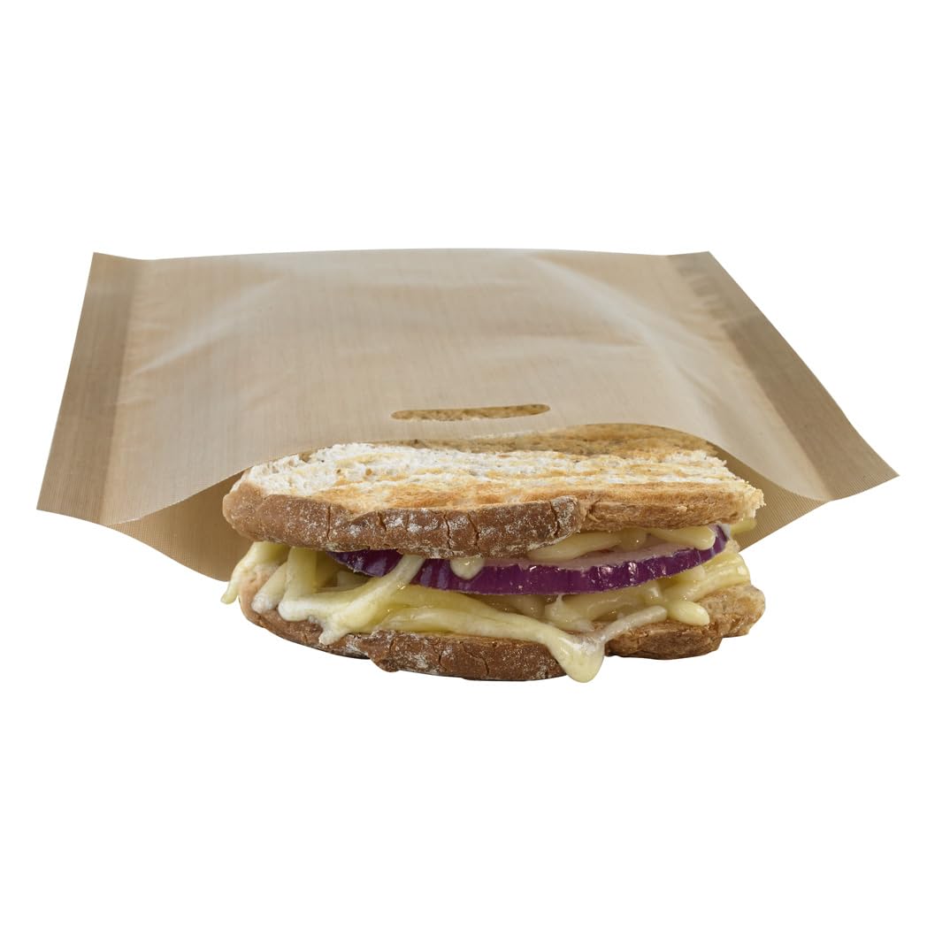 Non-Stickware Grey Essential Toastie Bags For Toaster Non Stick Reusable, Toasted Sandwich Bags Panini Grilled Cheese, Easy Clean, Oven Bags Toastabags, Bpa & Gluten Free 4Pcs Or 8Pcs 16X20cm (4, 160X200)