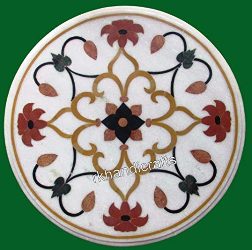 16 x 16 Inches Round Marble Sofa Side Table Top Handmade Coffee Table