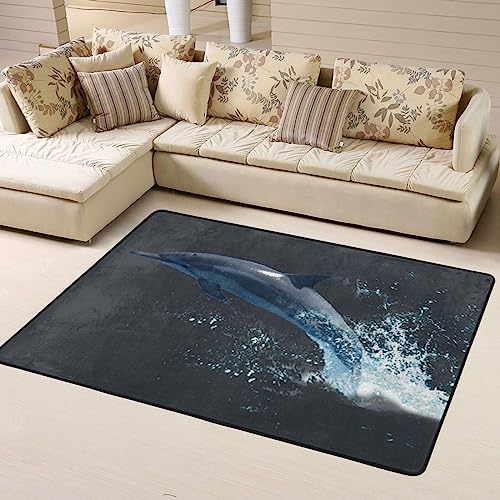 Tapis flanelle moelleuse PEIXEN tapis motif dauphin salon chambre 120x160