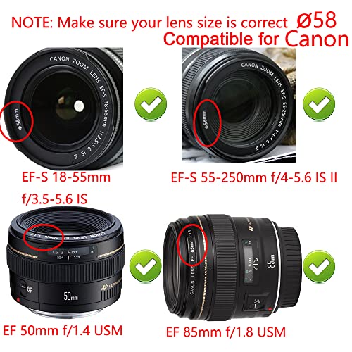 58mm Lens Cap Compatible for SL3 SL2 90D w/EF-S 18-55mm Lens, Compatible for Fuji XC 16-50mm Lens, XF 18-55mm Lens (2 Pack) - Image 4