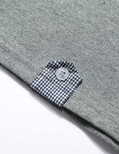 GHYUGR Polo Uomo Collare Quadri Maniche Lunghe