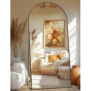 Arched Full Length Mirror, Black Standing Mirror, 75″x35″ Full Body Mirror with Standing, Free Standing, Leaning Against Wall or Wall-Mounted, Large Floor Mirror for Bedroom Living Room Dressing Room