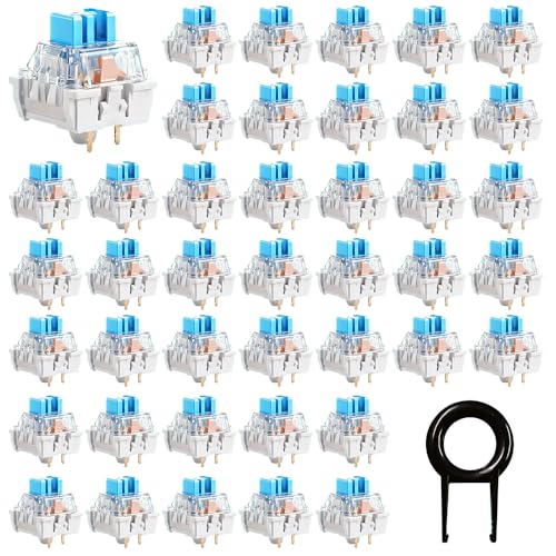 AWEELON 90 Pcs Blue Keyboard Switches with Switch Puller,3-PIN Blue Keyboard Clicker Replacement...