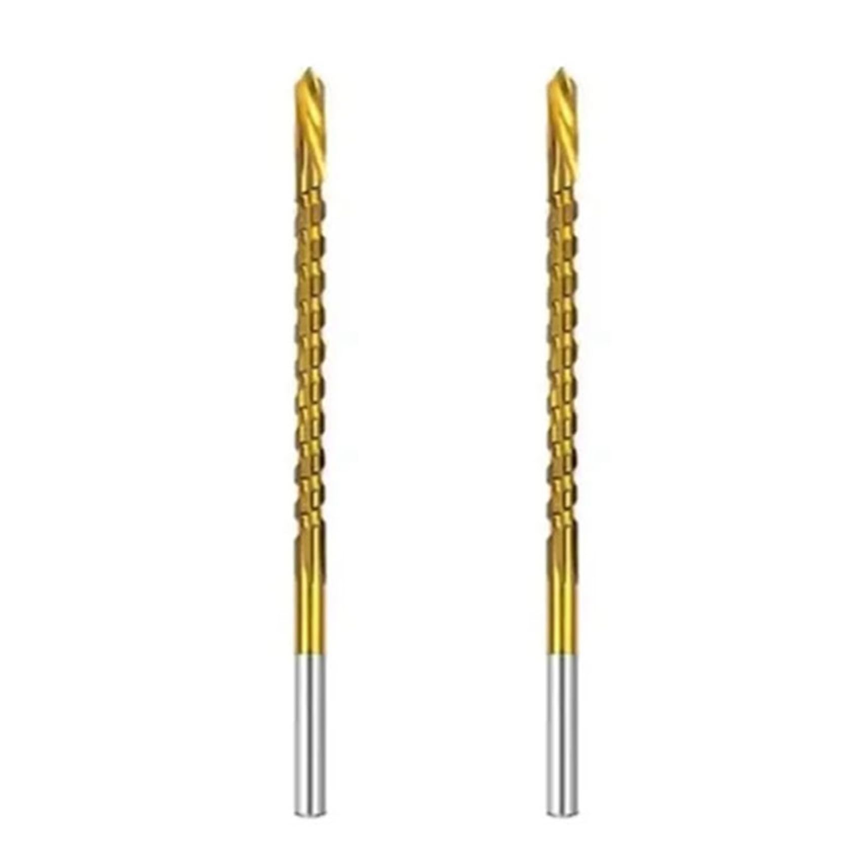 Jnchdghwa As Shown 2Pcs 4Mm Titanium Coated Drill Bit Spiral Jagged Saw Drill Bit Composite Drill Bit Twist Drill Bit